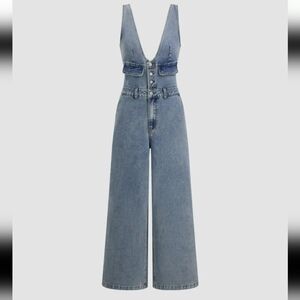 Shop Cider Women's Blue Denim Wide-Leg Jumpsuit